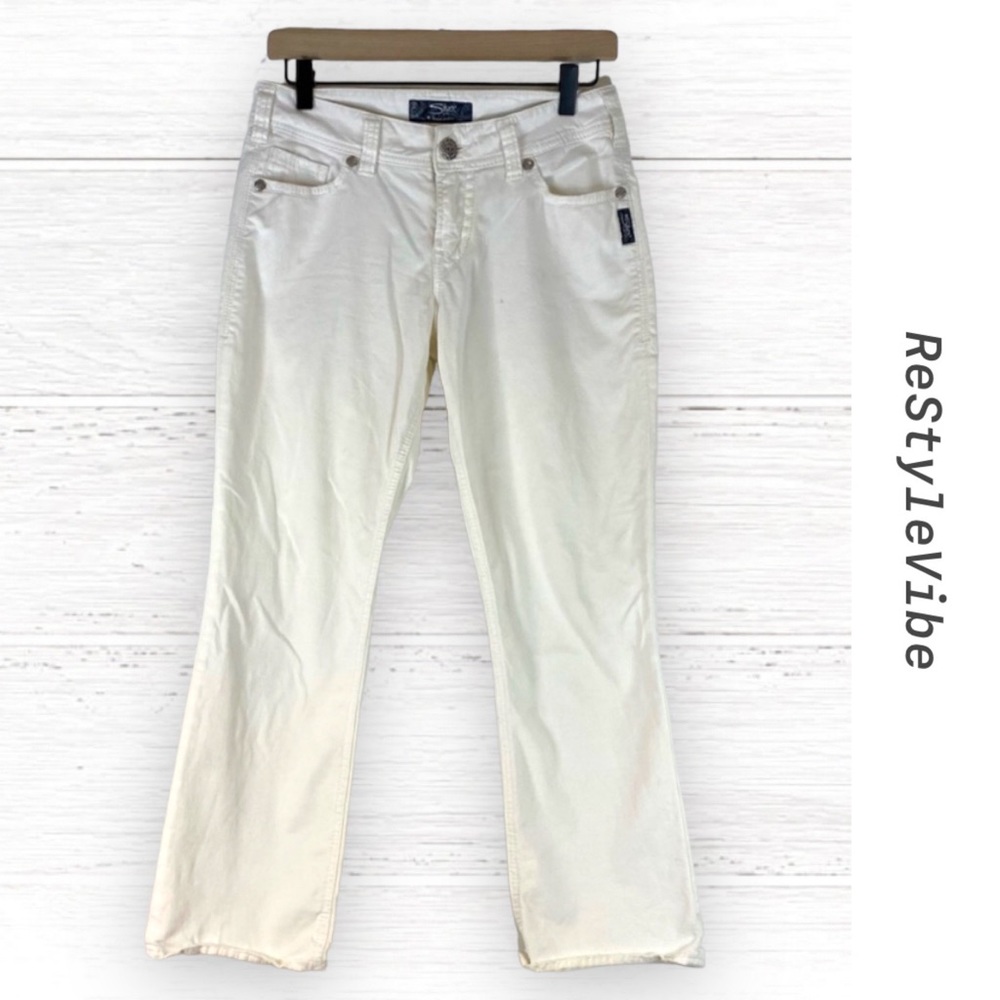 SILVER JEANS Women’s Size W27 27 Denim White Suki Crop Capri Fit Style Stretch